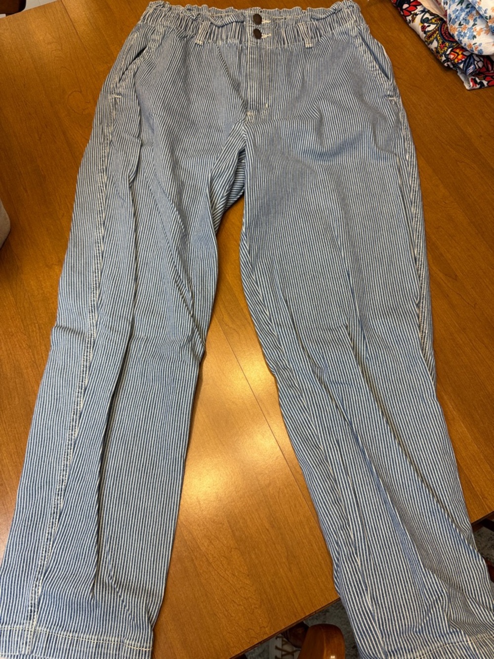 Universal Thread Pinstripe paper bag jeans
